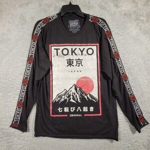 Fresh Laundry Mens Tokyo Japan Graphic Long Sleeve Shirt Black Medium